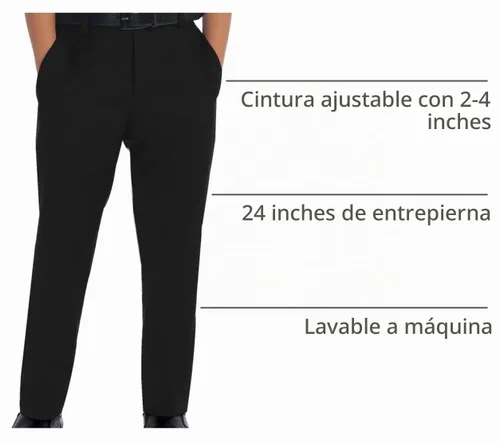 Vista 4 de Gioberti Pantalones de vestir con frente plano para niños Negro
