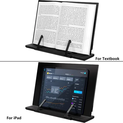 Vista 5 de READAEER - Soporte de libro de metal para escritorio, portadocumentos portátil para libro de cocina, libro de música, iPad, laptop, reposalibros