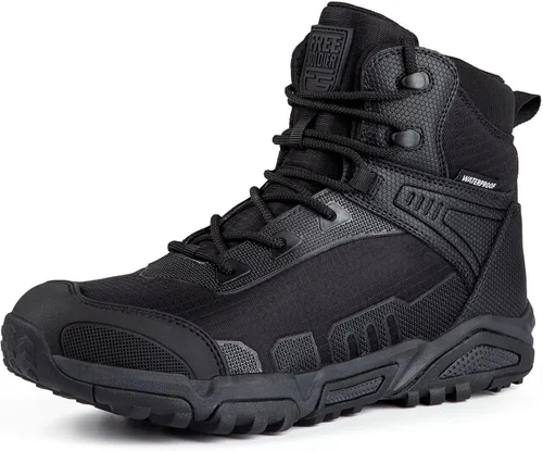 Vista 13 de FREE SOLDIER Botas tácticas impermeables para hombre, botas de trabajo ligeras y cómodas, botas de combate para senderismo