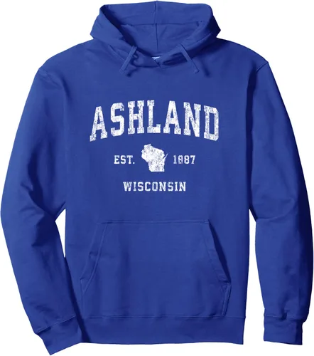 Vista 3 de Ashland Wisconsin WI - Sudadera con capucha, diseño deportivo