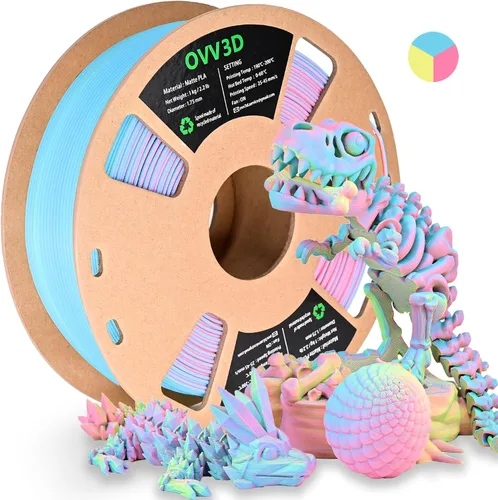 Vista 34 de OVV3D - Filamento PLA para impresora 3D de 8.82 oz x 4 bobinas, PLA Transparente Pla Multicolor