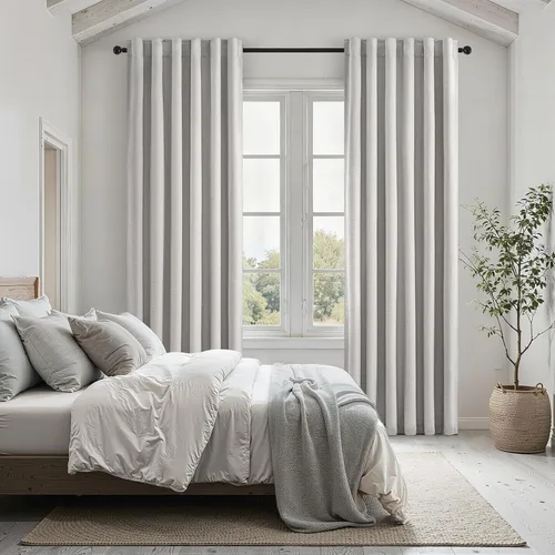 Vista 61 de Topfinel Cortinas opacas, blanco beige, 2 paneles, ventanas pequeñas, textura, mezcla de lino, bohemia, abedul, rural, gancho, bolsillo trasero