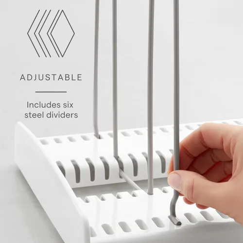 Vista 2 de YouCopia StoreMore Estante para Utensilios de Cocina con Alambres Altos de Acero, Organizador Ajustable para Sartenes y Tapas para Almacenamiento