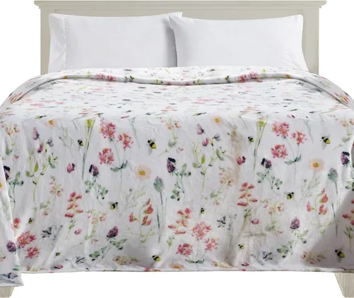 Vista 10 de Elegant Comfort Manta de Cama de Vellón de Franela con Estampado Ultra Suave, Colcha Cubrecama Ligera Acogedora y Suave, Manta Decorativa para Todas