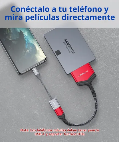 Vista 5 de JSAUX Cable adaptador SATA a USB para cable de nailon SSD/HDD de 2,5 pulgadas, color rojo