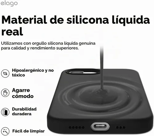 Vista 3 de elago Funda de silicona líquida prémium para iPhone 17e y iPhone 16e, color Negro