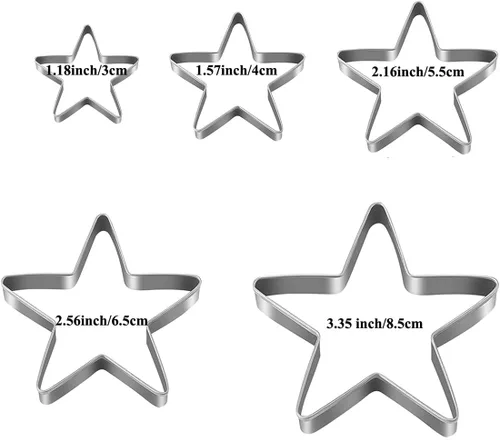Vista 3 de Lchen Stars - Cortadores de galletas de acero inoxidable de 5 estrellas para hornear moldes (estrella)
