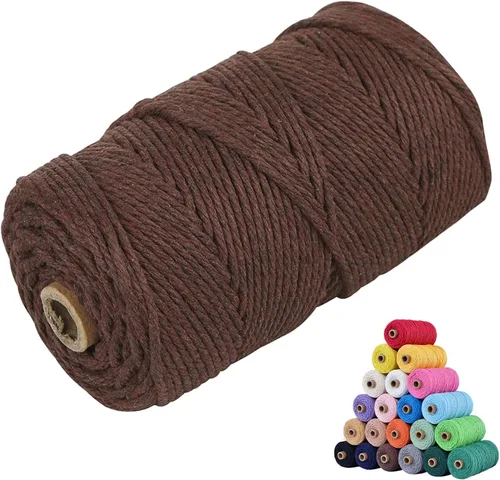 Vista 16 de Cordón de algodón para macramé 3mm x 109 yardas, cuerda de macramé natural color beige, suministros perfectos de algodón para macramé, para hacer