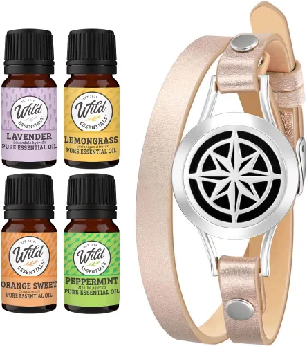 Vista 25 de Wild Essentials - Pulsera de cuero con aceite esencial, Cuero