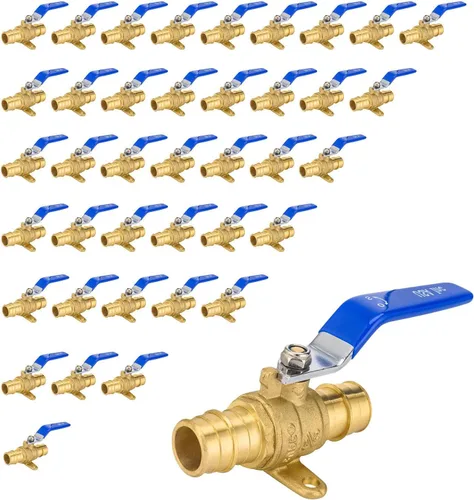 Vista 13 de Válvula de bola azul, válvula de cierre Pex A de 1/2 pulgada con oreja, válvula de bola de cierre Pex de puerto completo de latón para agua, aire