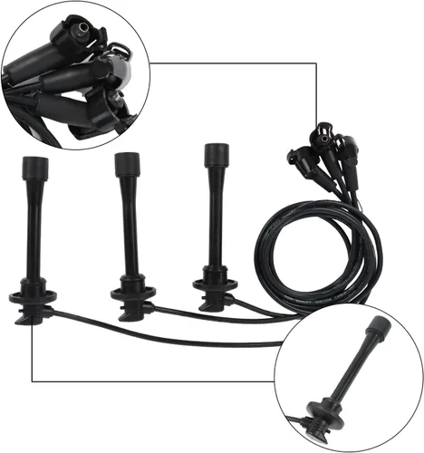Vista 8 de Paquete de 3 bobinas de encendido UF156 y 6 bujías de iridio y 3 cables de bujía compatibles con Toyota 4Runner T100 Tacoma Tundra 1995-2004 3.4L