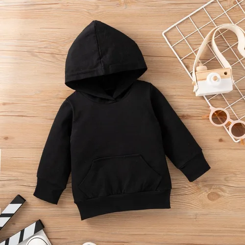 Vista 3 de Conjunto de 2 piezas de ropa para bebés y niñas pequeñas, de manga larga, sudadera con capucha, color negro, de 6 a 12 meses)