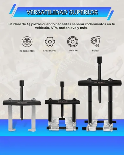 Vista 4 de DAYUAN Juego de 14 extractores separadores de rodamientos, resistente capacidad de 5 toneladas, kit de extractor de rodamientos de 2 y 3 pulgadas