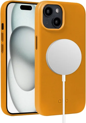Vista 26 de alto Funda para teléfono compatible con iPhone 15 2023 y MagSafe, funda magnética de cuero italiano, funda protectora contra caídas de la serie Clop