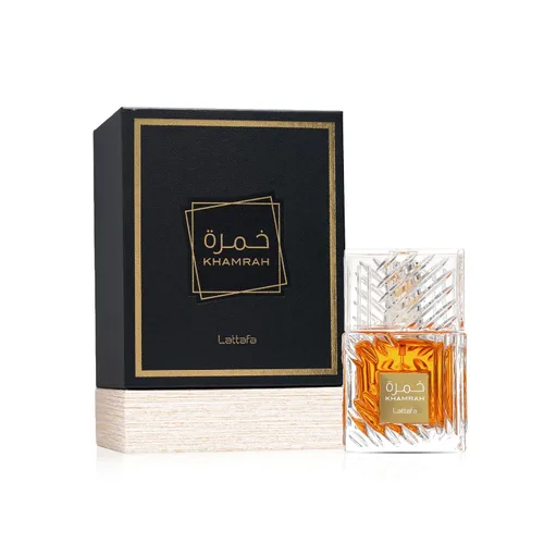 Vista 2 de Lattafa Khamrah - Vainilla, picante cálido, ámbar, canela - Perfume Eau de Parfum de larga duración para unisex, 3.40 onzas / 100 ml