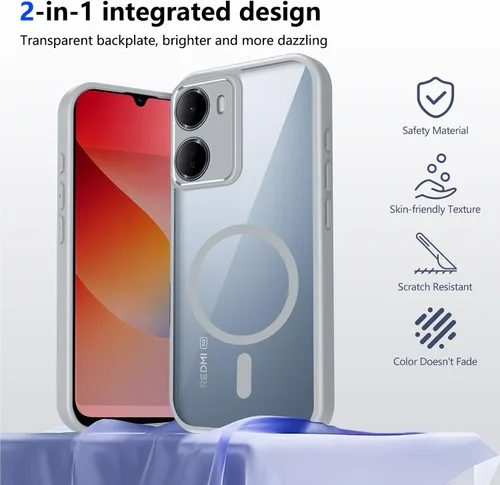 Vista 503 de Funda magnética transparente compatible con Xiaomi 17T, color negro 2 en 1 PC + TPU cubierta de teléfono a prueba de golpes, carcasa protectora