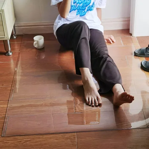 Vista 4 de Tapete rectangular transparente para silla de oficina, protección de PVC para niños, protector de plástico de cocina, resistente al aceite, 39.4 in