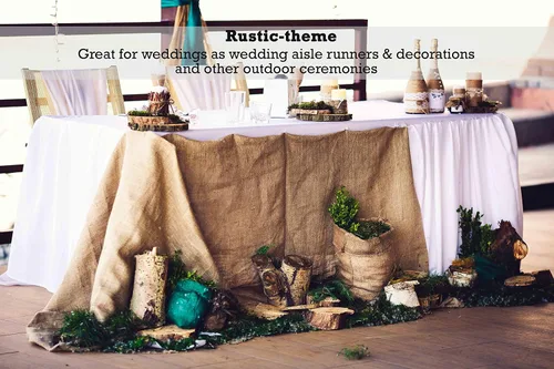 Vista 6 de Sandbaggy Rollo de tela de arpillera 40 pulgadas por 300 pies Ideal para jardín, patio, boda, manualidades, mesas de decoración Fabricado