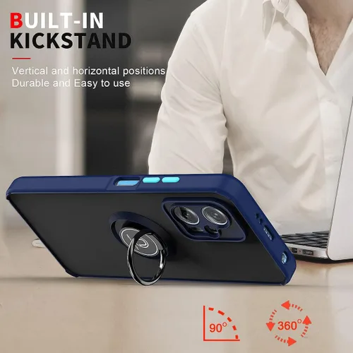 Vista 5 de QUIETIP Funda para Xiaomi Poco X4 GT, TPU + PC duro a prueba de golpes, anillo magnético para montaje en coche, cubierta de parachoques con 2 Negro