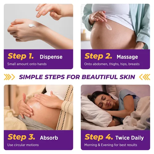 Vista 5 de Crema para prevención de estrías para el embarazo, crema de maternidad para eliminar estrías, fórmula nutritiva, evita estrías y mejora