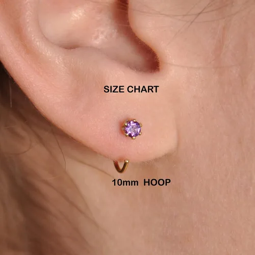 Vista 20 de Half Huggie Birthstone Gold Hoop Earrings for Women Tiny Cartilage Stud Piercing Earring Hypoallergenic Earring Screw Back Dainty Hug