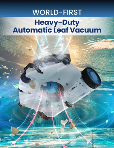 Vista 5 de Aspiradora robótica automática para piscinas, apertura de piscina resistente, entrada de succión ultra ancha de 360°, bolsa extragrande de 1.85
