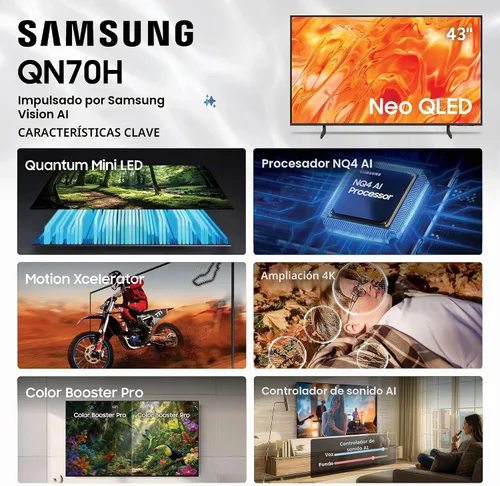 Vista 3 de Samsung Serie QN70H de 43 pulgadas, Mini LED Neo QLED, 4K, Smart TV, 2026