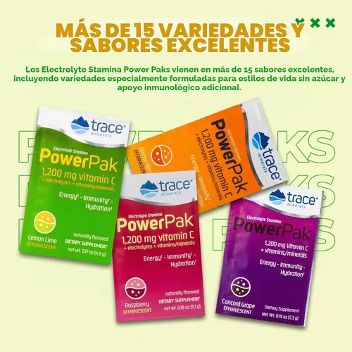 Vista 5 de Power Pak, suplemento dietario: electrolitos, stamina, minerales traza- Sin OMG, ESPP02, 30, Lemon Lime, 1, 1