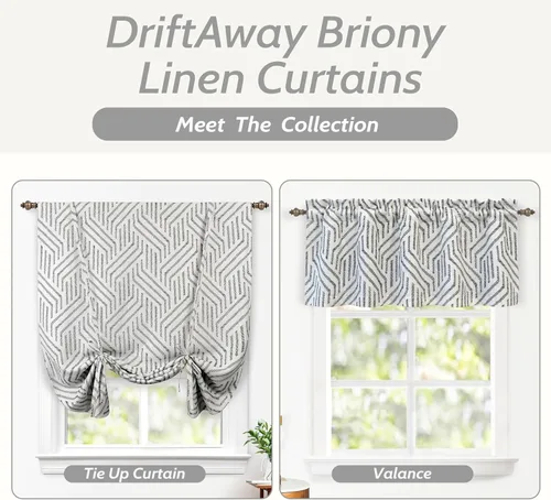 Vista 5 de DriftAway Briony - Cortina opaca con amarre para cocina, ajustable, diseño de globos, líneas texturizadas, estampadas, persianas romanas