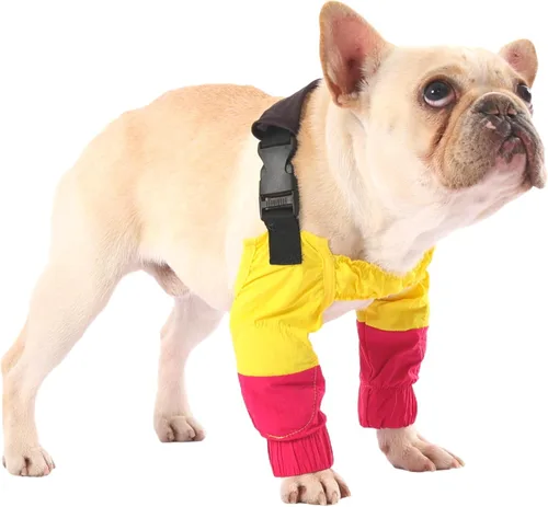 Vista 11 de PetWarm Fundas para patas de perro, impermeable, protector de codo y rodilla de recuperación, par antilamidas para perros pequeños, protección Azul