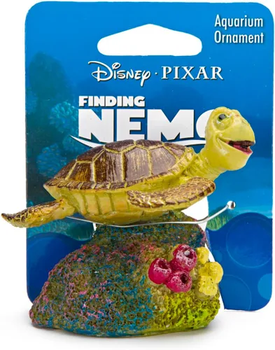 Vista 3 de Penn Plax buscando a Nemo 2 pulgadas.Crush la tortuga adorno para pecera, Transparente