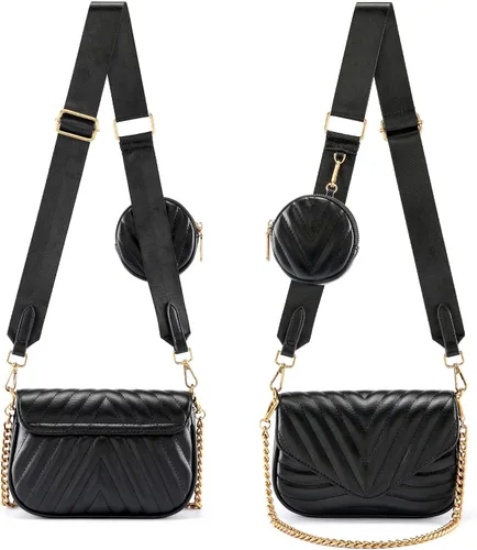 Vista 4 de CHIC DIARY Bolso cruzado para mujer, multiusos, bolso de mano con monedero y cadena