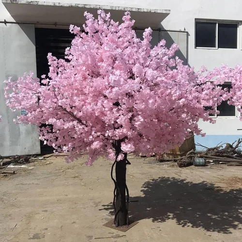 Vista 7 de Hermosa flor artificial rosa, gran simulación, árbol de cerezo artificial, flor de seda, árboles de cerezo artificiales, rosa claro, para interiores