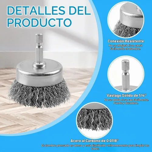 Vista 3 de Rocaris Paquete de 10 cepillos de alambre de 2 pulgadas con vástago