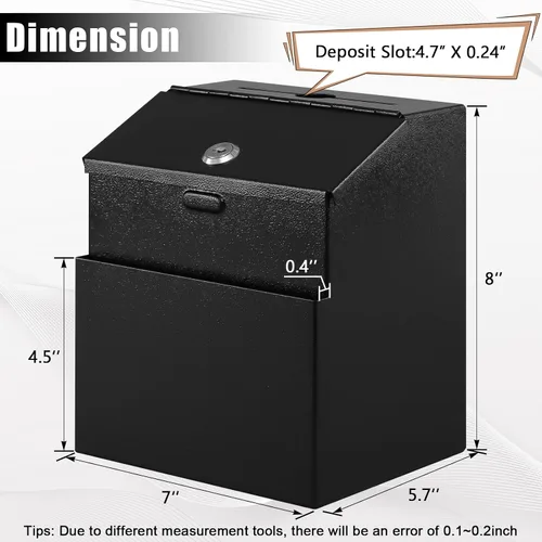 Vista 2 de KYODOLED Caja de sugerencias con candado y 50 tarjetas de sugerencia gratis, boleta de metal montada en la pared, caja de donación y colección