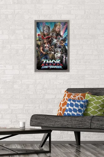 Vista 2 de Trends International Marvel Thor: Love and Thunder - Póster de pared increíble, 14.725 x 22.375 pulgadas, versión enmarcada de madera de granero