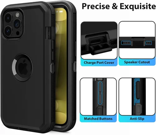 Vista 4 de Jiunai Funda para iPhone 15 Pro, protección contra caídas de alta