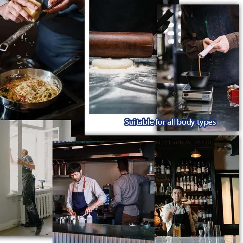 Vista 7 de Delantal ajustable con babero con 2 bolsillos, delantales de chef para cocina, restaurante, para mujer