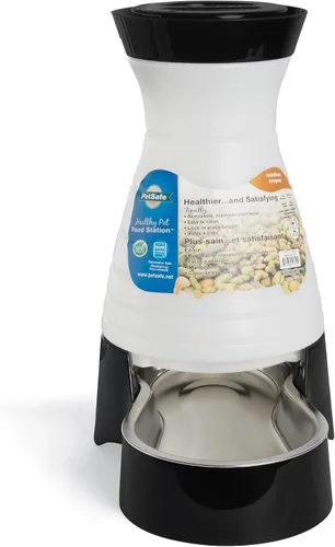 Vista 7 de Estación de comida PetSafe para perros y gatos con tazón de acero inoxidable, Blanco