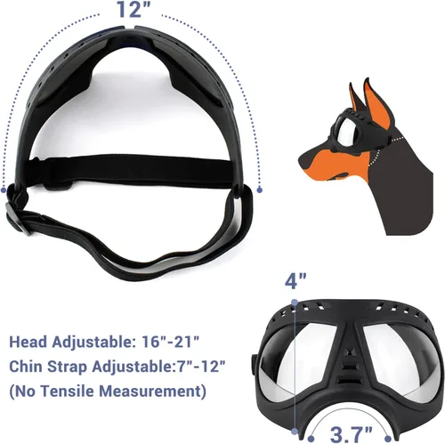 Vista 6 de NAMSAN Paquete de casco y gafas para perro, negro, grande, protección UV, ventilado, cierre de hebilla