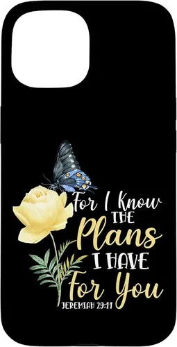 Vista 6 de iPhone 16 Christian Bible Verse Butterfly Rose Flower Jeremiah 29:11 Case