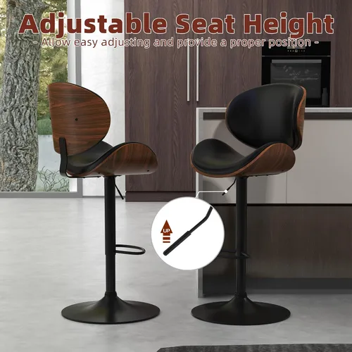 Vista 3 de civama Taburetes de bar 1 pieza para encimera de cocina, sillas de altura de barra ajustable, taburetes de bar giratorios modernos con asiento
