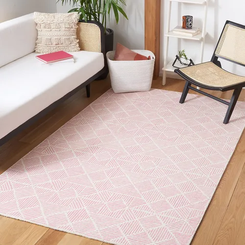 Vista 5 de SAFAVIEH Abstract Collection - Alfombra decorativa, 2 x 3 pies, azul y marfil, lana hecha a mano, ideal para zonas de alto tráfico en entrada, sala