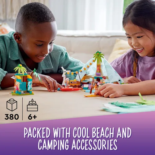 Vista 2 de LEGO Friends Beach Glamping 41700 Kit de construcción; regalo creativo para niños de 6 años en adelante que aman los juguetes de la naturaleza