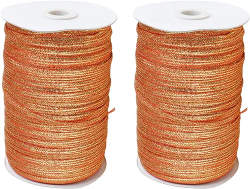 Vista 11 de ECYC 2 cintas metálicas con purpurina de 20 yardas de 1/8 pulgadas (0.118 in), cinta decorativa para envolver regalos para manualidades, boda, Azul