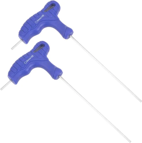 Vista 6 de Llave hexagonal con mango en T, hexagonal de 0.059 in, llave en T métrica de acero CR-V azul