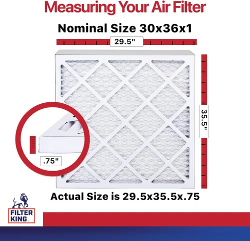 Vista 2 de Filter King Filtro de aire 30x36x1 Paquete de 6 Filtros plisados MERV 11 HVAC para horno A/C HECHO EN EE. UU. Tamaño real: 29.5 x 35.5 x .75