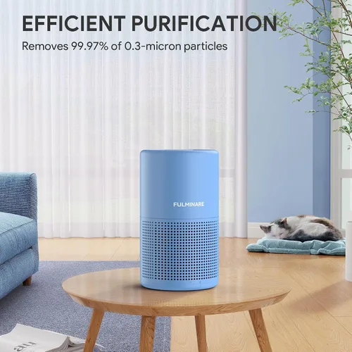 Vista 6 de FULMINARE Purificadores de aire para el hogar dormitorio H13 HEPA purificador de aire, 3 velocidades, temporizador, 24 dB, pequeño mini purificador