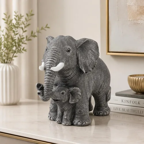 Vista 15 de Estatua de elefante, decoración de figuras de elefante dorado