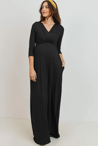 Vista 5 de LaClef Vestido de maternidad fruncido con bolsillo para mujer